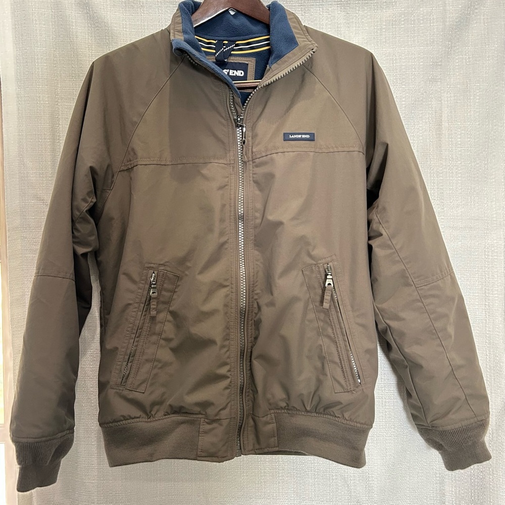 Lands' End Men's Brown Bomber lined Jacket